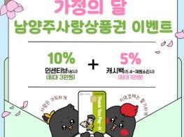 남양주시, 5월 가정의 달 ‘지역화폐 15% 혜택’…10% 인센티브 유지·5% 추가 캐시백 기사 이미지